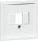 Biały włącznik światła o kwadratowym kształcie z średnim obszarem przyłączeniowym, bez wbudowanych przełączników lub guzików.