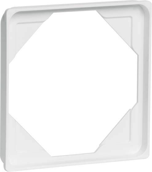 Biała, ośmiokątna ramka z tworzywa sztucznego, która prawdopodobnie służy jako osłona lub przykrycie.
