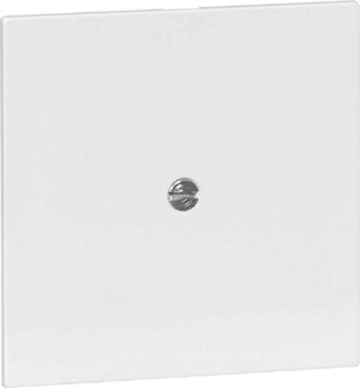 Biała pokrywa z centralną śrubą w kształcie kwadratu.