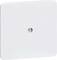 Biały kwadratowy włącznik naścienny z centralnym wkrętem.