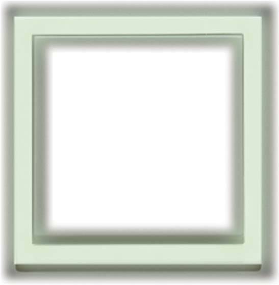 Pusty, kwadratowy, biały obraz z cienką, jasnozieloną ramką. Bez żadnych dodatkowych szczegółów lub elementów.
