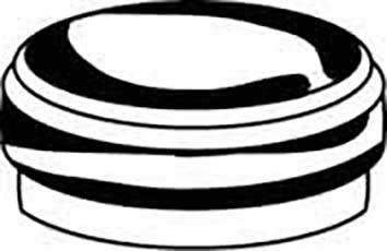 Czarny guzik na białym tle.