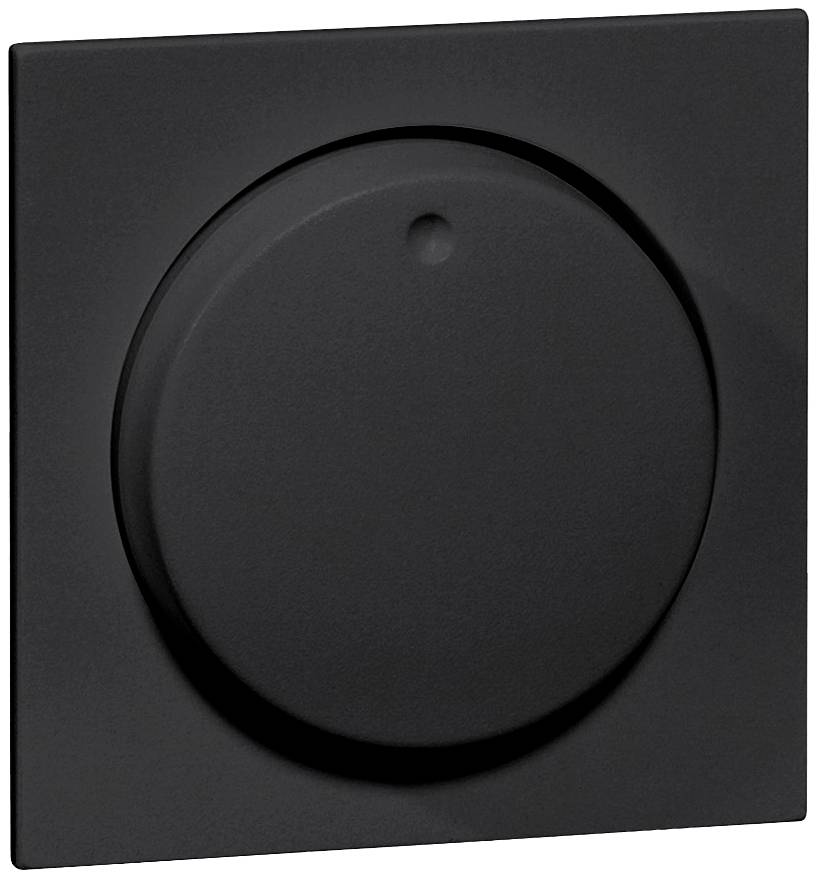 Czarny przełącznik obrotowy umieszczony na środku kwadratowej płyty.