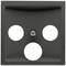 Pokrywa przełącznika z kwadratową ramką i trzema okrągłymi otworami, odpowiednia do instalacji elektrycznych.