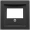 Czarny prostokątny ramka z wewnętrznym, wyróżnionym wycięciem oraz śrubą centralnie umieszczoną poniżej otworu.