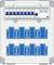Skrzynka elektryczna z dziesięcioma niebieskimi przełącznikami. Na górze znajduje się rząd dziesięciu przycisków przełączających obok napisu 'RCCB'.