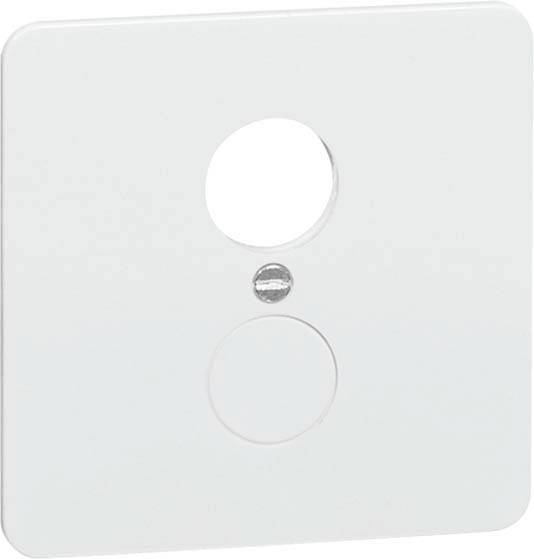 Płyta ścienna z białego tworzywa sztucznego z dwoma otworami do instalacji gniazdek elektrycznych.