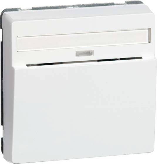 Biały, wpuszczany skrzynka pocztowa w ścianie z wąskim otworem wrzutowym i prostokątną klapką.