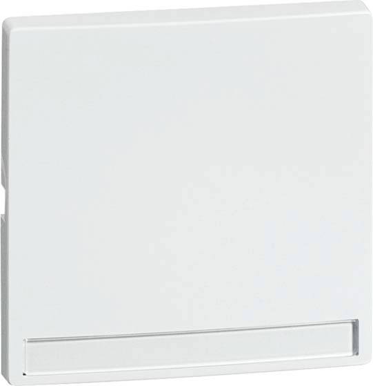 Białe, kwadratowe panel z tworzywa sztucznego z wąskim wcięciem na dolnej krawędzi, prawdopodobnie element osłonowy lub przełącznikowy.