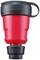 Kubek z tworzywa sztucznego w kolorze czerwono-czarnym z uchwytem, o izolowanej konstrukcji przeznaczonej do gorących napojów. Idealny do użytku w podróży.
