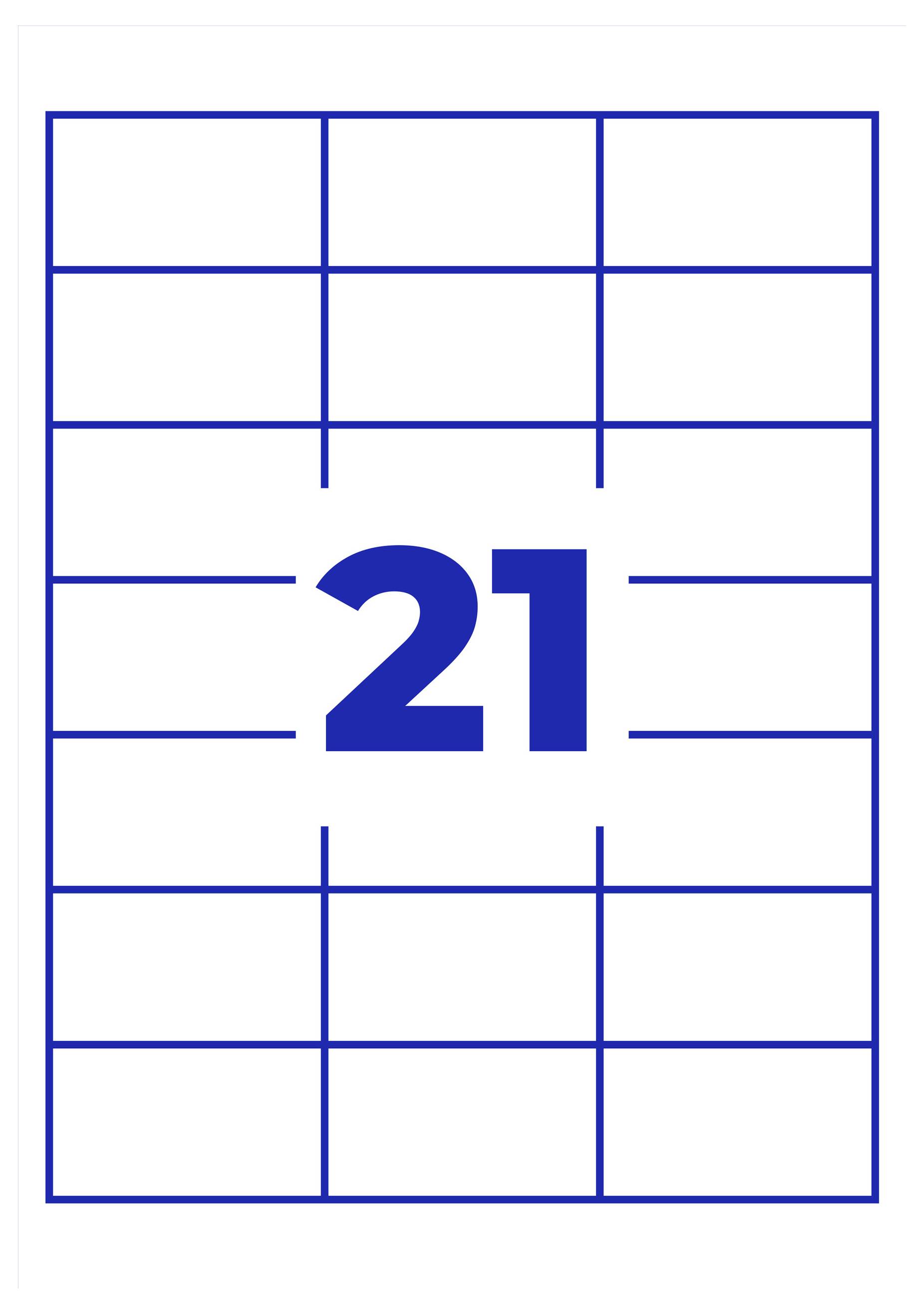 Kartka kalendarza z dużą niebieską cyfrą „21" pośrodku, na białym tle z niebieską siatką.