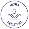 Ikona koła przedstawia symbol kropli z trzema strzałkami skierowanymi w górę. Tekst: 'Ultra Odporny', co oznacza wysoką wytrzymałość.