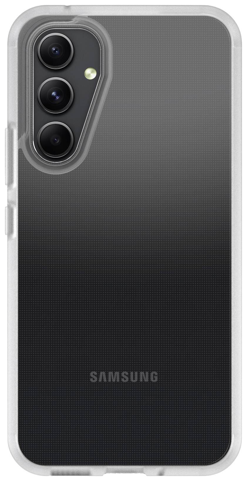 Przezroczyste etui na telefon z wycięciem na potrójny aparat, dopasowane do urządzenia Samsung.