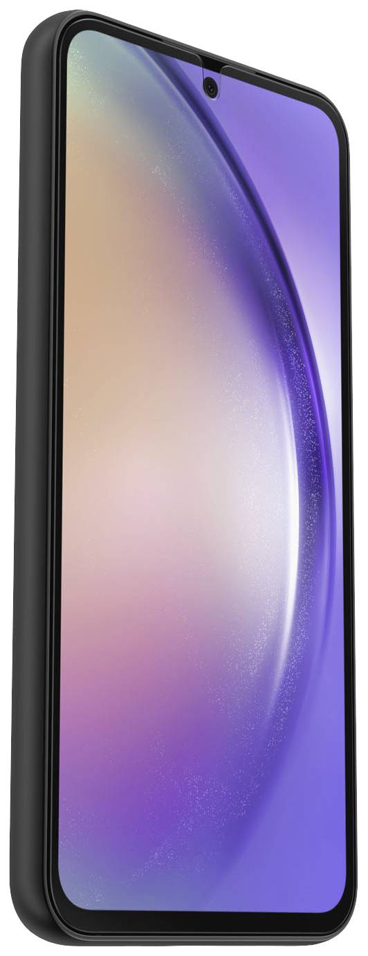 Smartfon z wyświetlaczem o wysokiej rozdzielczości. Ekran przedstawia gradient koloru od pomarańczowego do fioletowego.