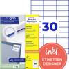 Avery-Zweckform 3489 Etykieta uniwersalna 70 x 29.7 mm Papier biały 3000 szt. Trwały Drukarka Laserowa, kolorowa, Drukarka Laserowa