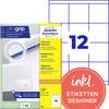 Avery-Zweckform 3661 Etykieta uniwersalna 70 x 67.7 mm Papier biały 1200 szt. Trwały Drukarka Laserowa, kolorowa, Drukarka Laserowa
