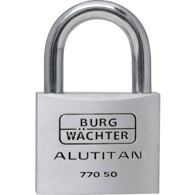 Srebrna kłódka z napisem 'Burg Wächter Alutitan 770 50'.