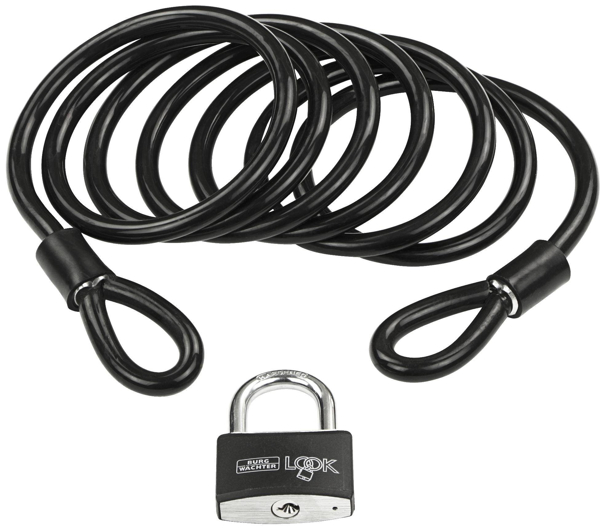Замок для велосипеда Burg Wächter 750 250 + 402/50, спіральний чорний, з ключем