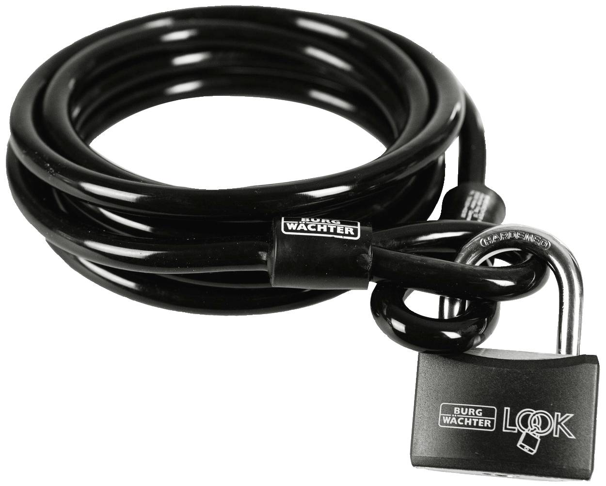 Замок для велосипеда Burg Wächter 750 250 + 402/50, спіральний чорний, з ключем