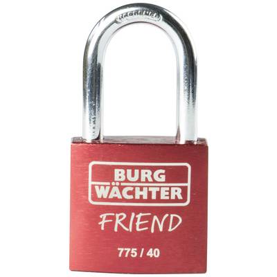 Czerwona kłódka z napisem 'Burg Wächter Friend'.