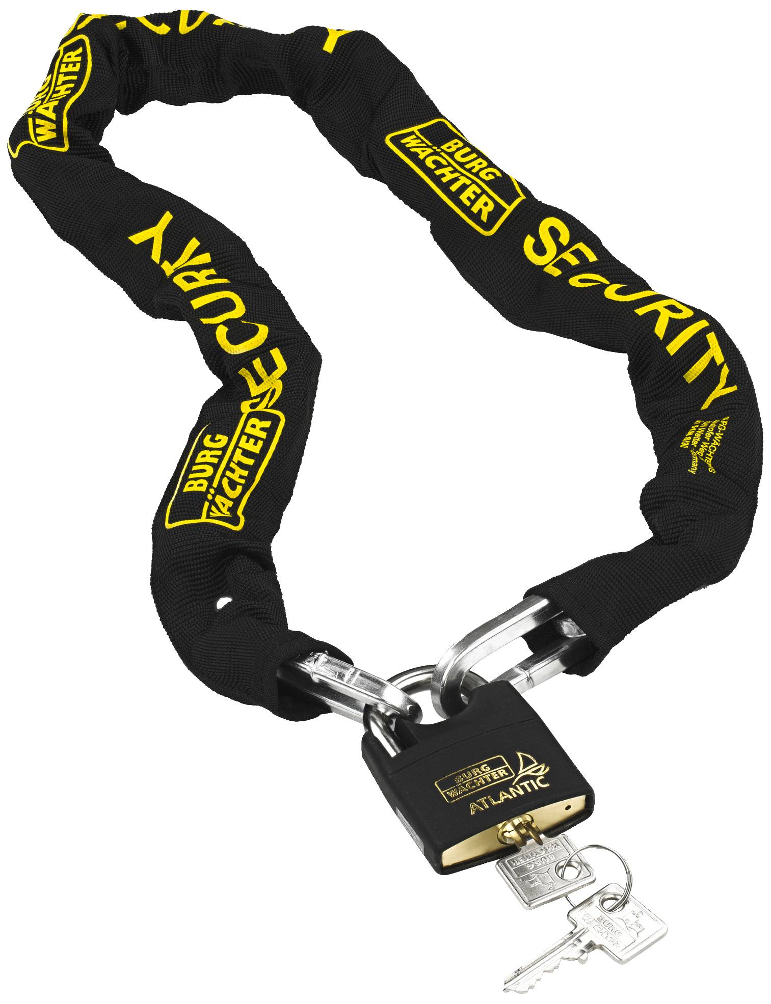 Замок для велосипеда, ланцюг Burg Wächter, SKM 8/90/NI50, чорний, Замок з ключем