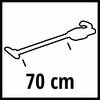 Schematyczny rysunek narzędzia z oznaczeniem '70 cm' przedstawia długość przedstawionego obiektu.