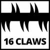 Logo '16 Claws': Czarne szpony rozcinają poziomy pas, poniżej napis '16 CLAWS' wielkimi literami.