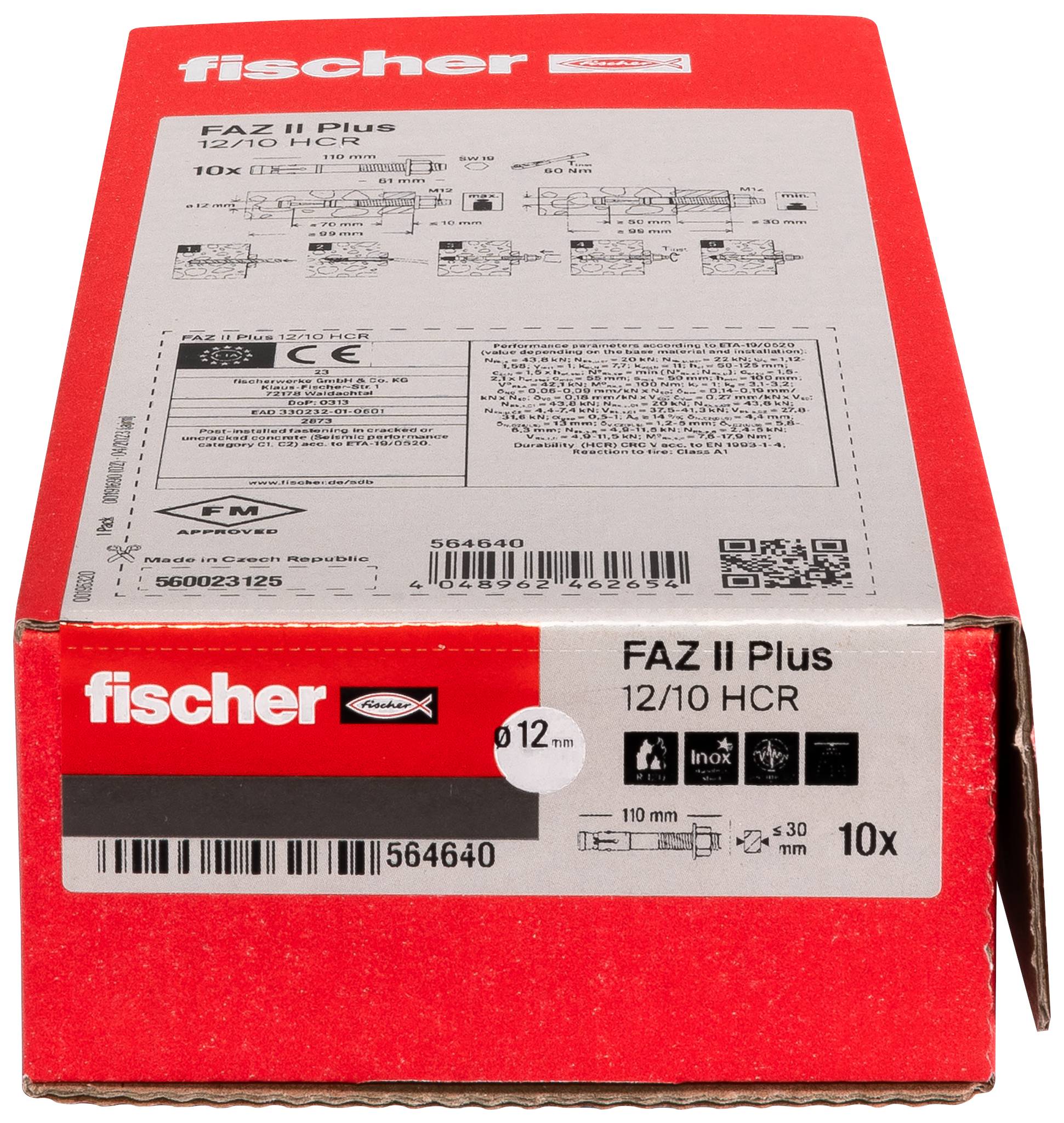 Fischer 564640 FAZ II Plus 12/10 HCR Kotwa klinowa 110 mm 12 mm 10 szt.-2