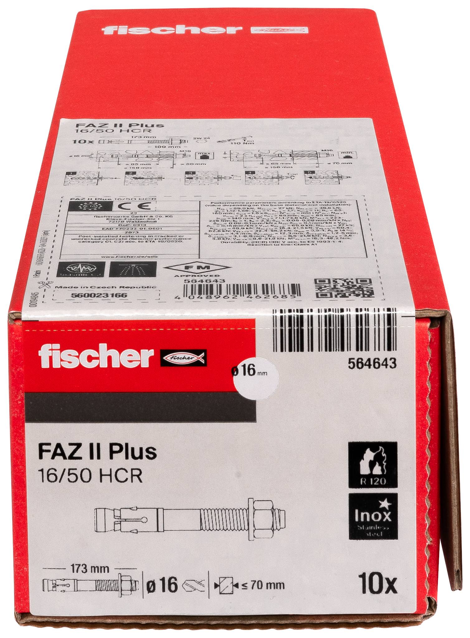 Fischer 564643 FAZ II Plus 16/50 HCR Kotwa klinowa 173 mm 16 mm 10 szt.-2