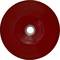 Okrągły, czerwony kamień szlifierski z otworem pośrodku. Idealny do szlifowania lub polerowania w pracach rzemieślniczych.