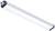 Długa, prostokątna lampa LED z metalową ramą. Ma wtyczkę przyłączeniową na jednym końcu.
