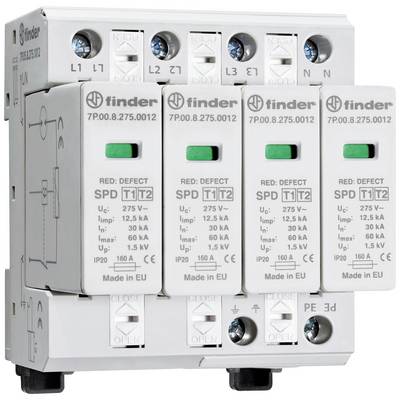 Czteroelektrodowy ogranicznik przepięć do ochrony instalacji elektrycznych, wyposażony w stację wyzwalającą i liczne szczegóły techniczne.