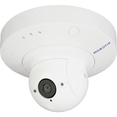 Kopułkowa kamera monitoringu zamontowana na suficie, z obiektywem pośrodku.