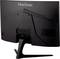 Czarny monitor ViewSonic widziany od tyłu, z widocznymi złączami takimi jak HDMI i DisplayPort, zamontowany na podstawce.