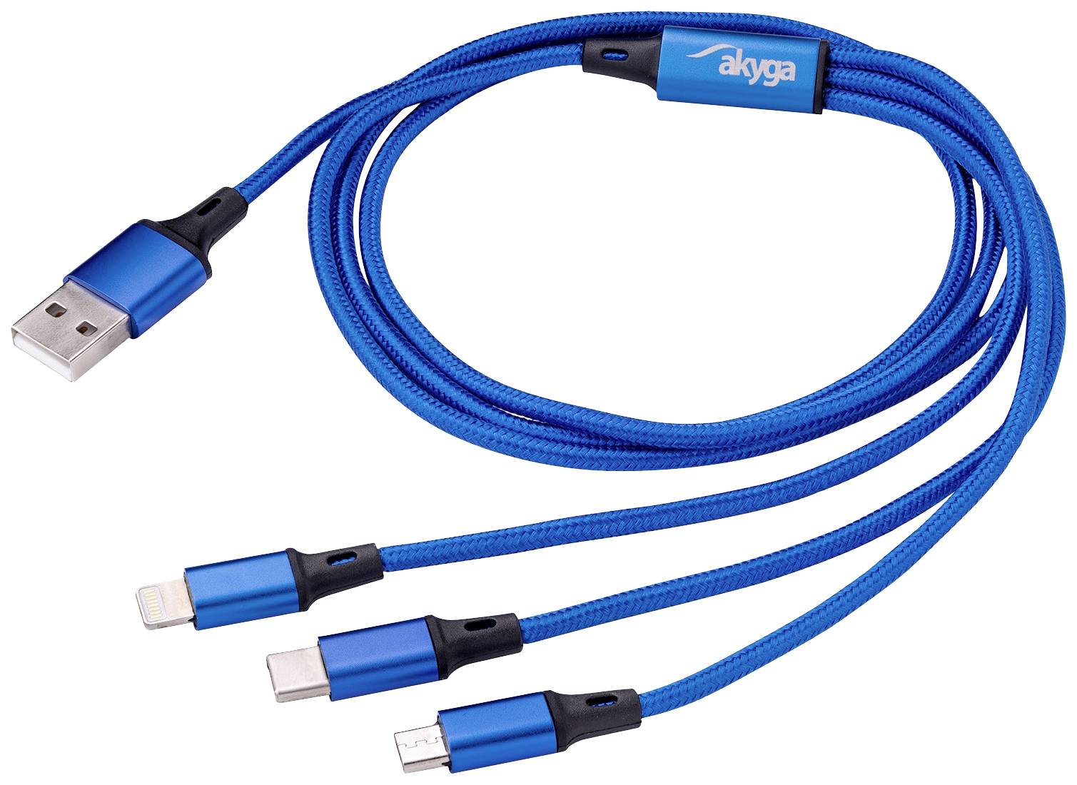 USB-кабель Akyga USB-A чоловічий роз'єм, роз'єм Lightning чоловічий роз'єм, USB-C® чоловічий роз'єм, USB Micro-A чоловічий роз'єм 