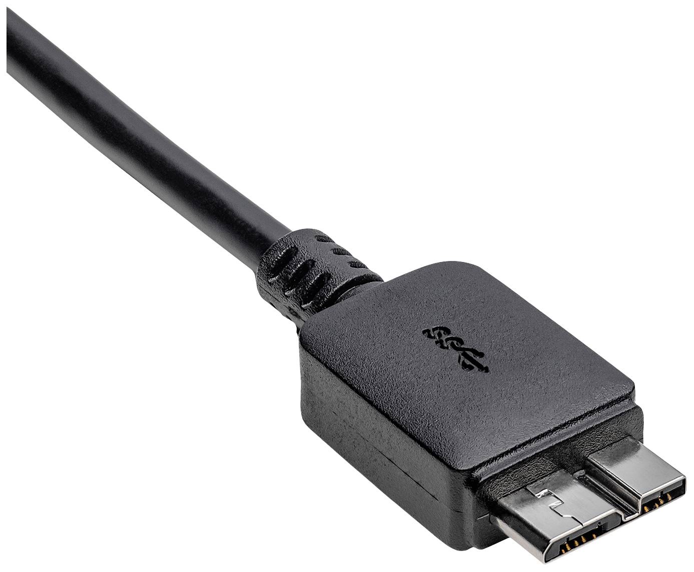 Czarny kabel USB z prostokątną wtyczką. Wtyczka przedstawia złącze USB 3.0.
