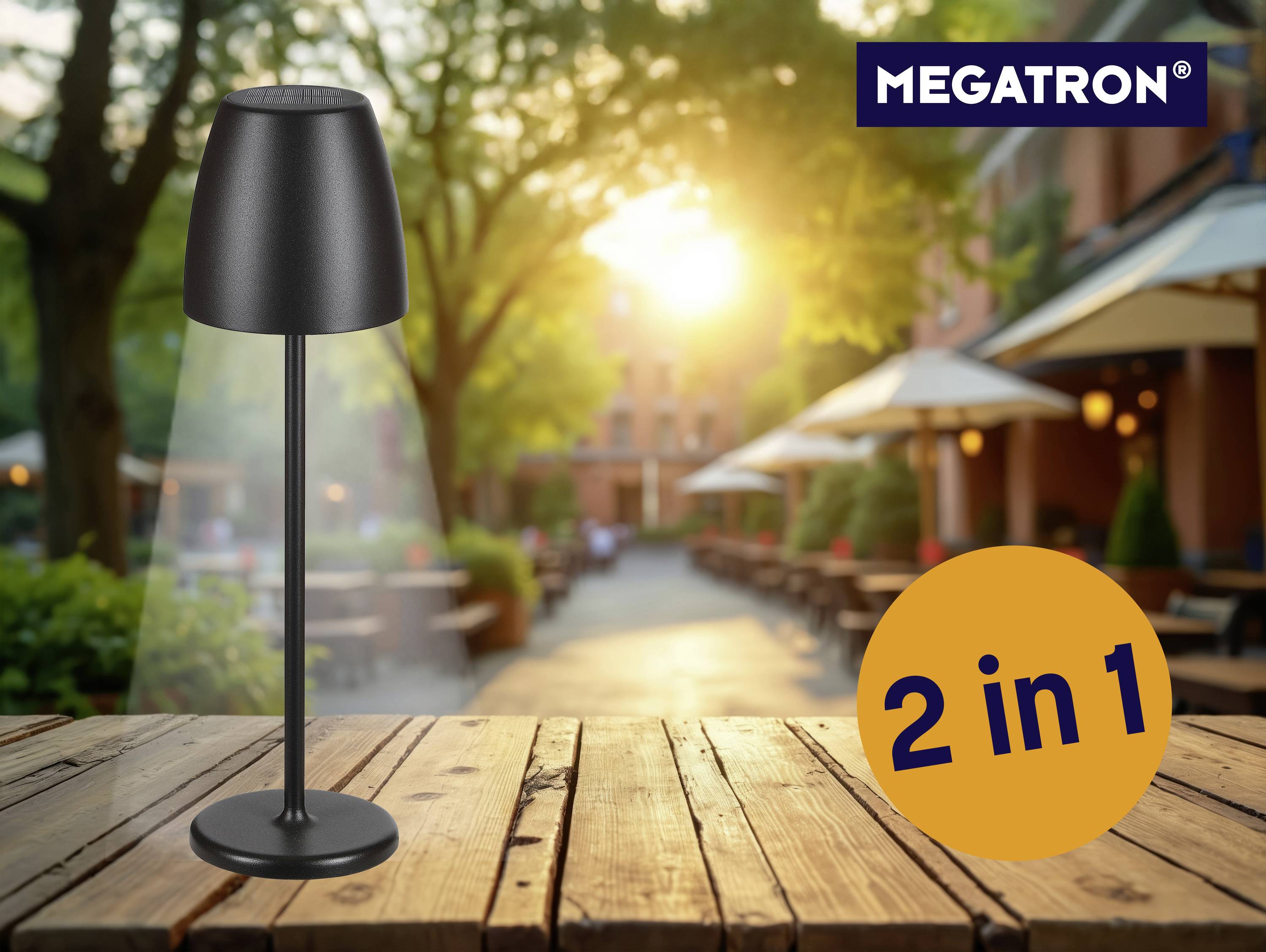 Настільна лампа Megatron TAVOLA Solar MT68059 2 Вт чорного кольору з акумулятором 200 лм