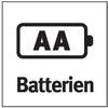 Symbol baterii AA z napisem 'Baterie' poniżej, na czarnym tle.