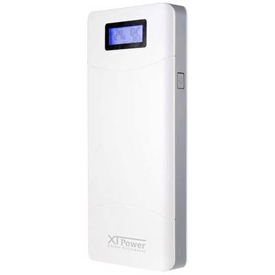 Biała powerbank z wbudowanym wyświetlaczem, pokazujący stan naładowania baterii '24%'. Oznaczenie: XTPower.