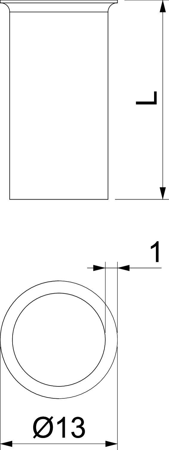 Rysunek techniczny cylindrycznego obiektu o średnicy 13 mm i wysokości 1 mm, widok z góry i widok z boku.