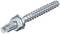 Śruba metalowa z sześciokątną główką i żebrowanym trzpieniem. Nadaje się do mocowania w różnych materiałach.