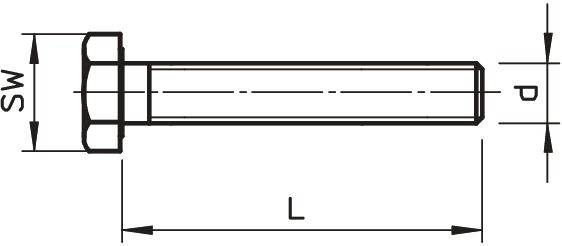 Rysunek techniczny śruby z oznaczeniami długości (L), średnicy (d) oraz rozmiaru klucza (SW).