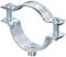 Metalowa obejma zaciskowa ze śrubami, odpowiednia do zabezpieczania przewodów rurowych lub kabli. Wykonana ze stali nierdzewnej, zapewniająca solidne mocowanie.