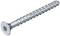 Wkręt metalowy z łbem krzyżowym, odporny na korozję, odpowiedni do prac drewnianych.