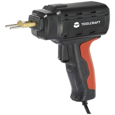 Pistolet lutowniczy z ergonomicznym uchwytem w kolorach czarnym i czerwonym, odpowiedni do szybkiego i precyzyjnego lutowania elementów elektronicznych.