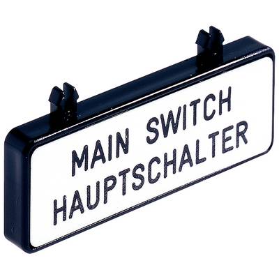 Prostokątna tabliczka z napisem 'MAIN SWITCH GŁÓWNY WYŁĄCZNIK', prawdopodobnie oznaczająca główny wyłącznik prądu.
