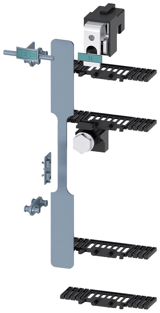 Rysunek rozstrzelony części mechanicznej z różnymi elementami składającymi się na element systemu mocowania.