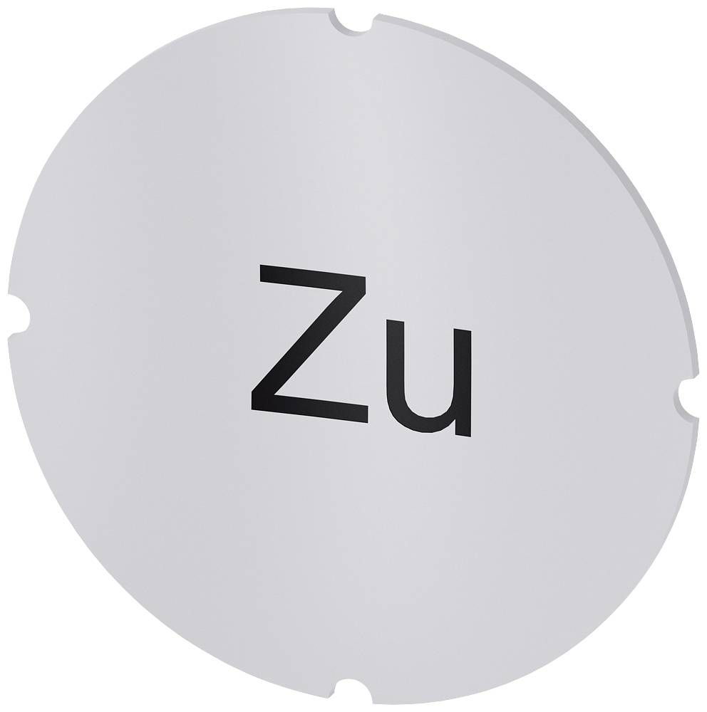 Okrągła tarcza z napisem 'Zu'; sygnalizuje zamknięcie lub zakaz wstępu.