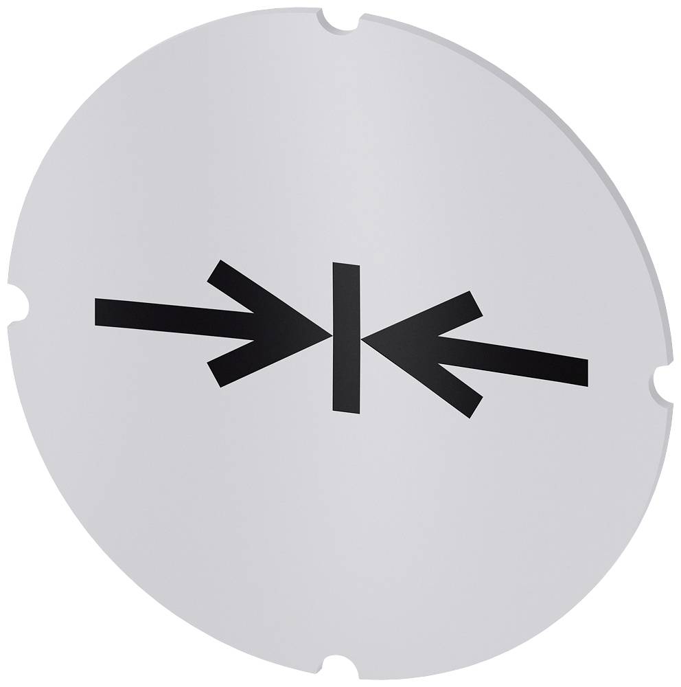 Symbol zagrożenia zmiażdżeniem: Dwie przeciwstawne strzałki wskazujące na pionową linię.