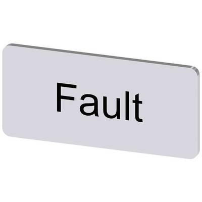Prostokątna tabliczka z napisem 'Fault' czarnymi literami na szarym tle.